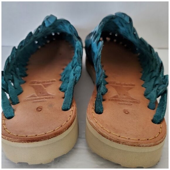 Huarache Mules by Brand X Huaraches Blue Handwoven Leather Size 6 Shoes Sandals - Picture 10 of 12